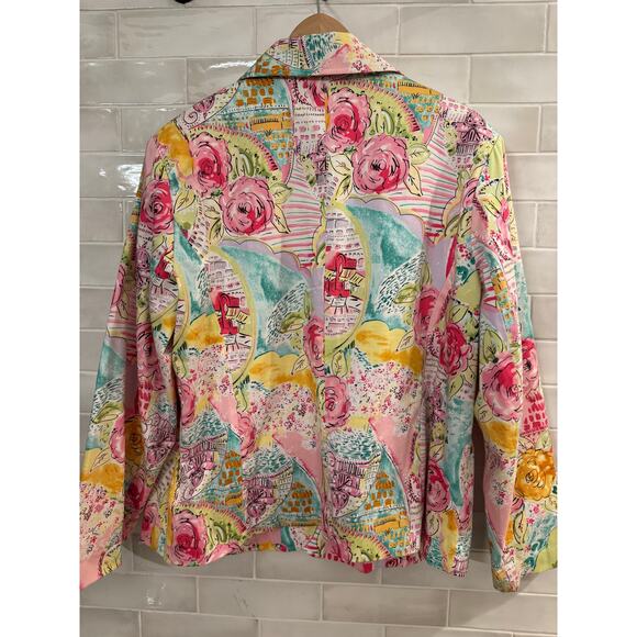 Notches Plus 1X Colorful Floral Blazer Long Lined Jacket - Picture 3 of 4